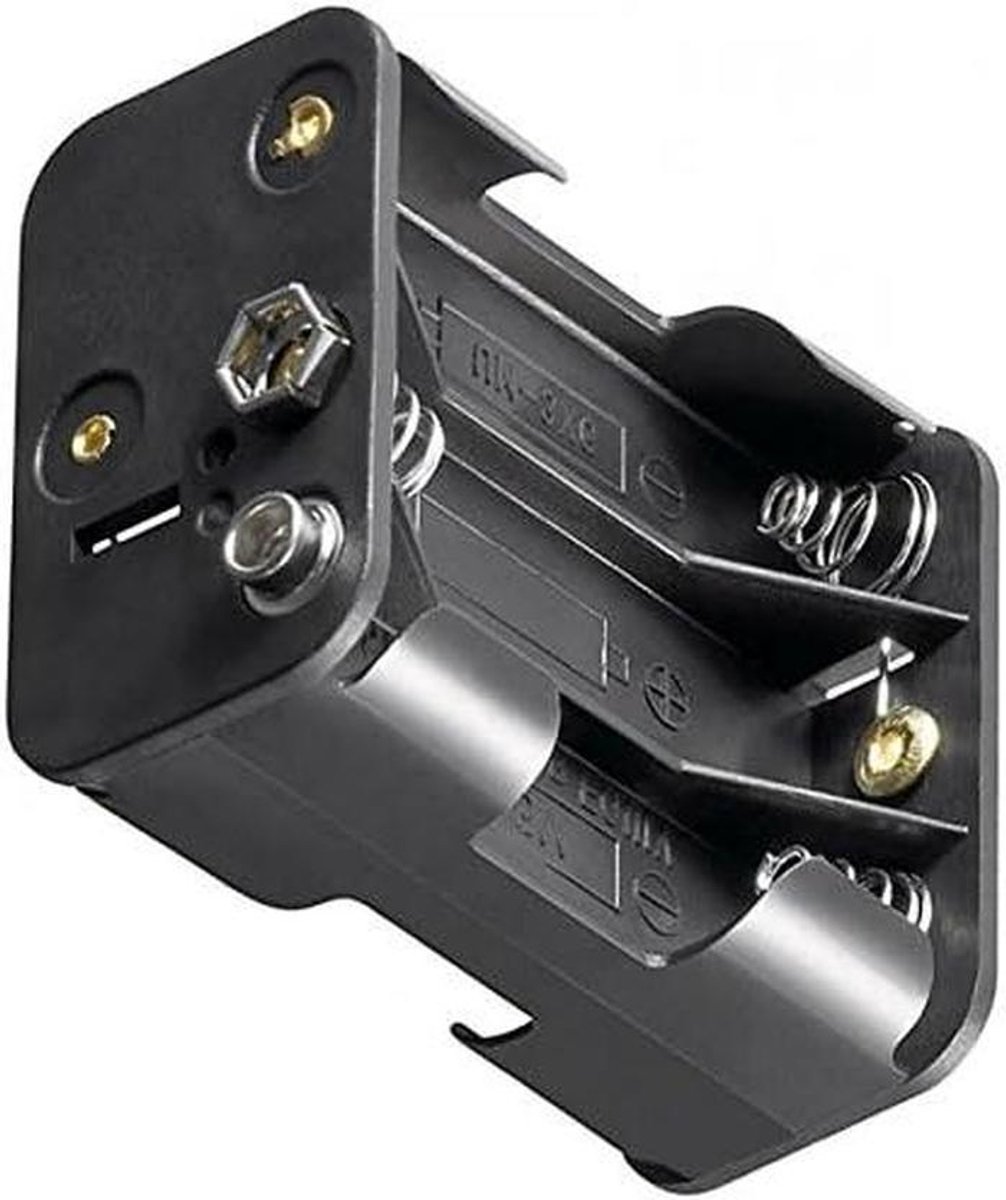 Batterijhouder AA - Batterijbox AA - Batterijen Opslaan - Voor 6 Batterijen - AA LR6 - Zwart