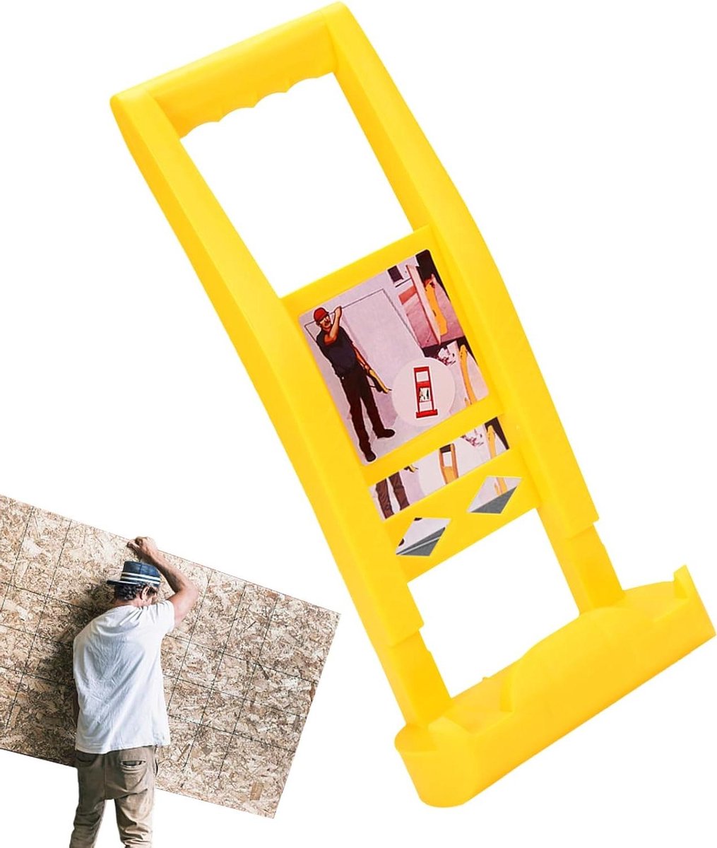 Gipsplaten Lifter - Platenlift - Arbeidsbesparend Transport - Draagvermogen 80 kg - 37 x 17 x 8 cm - Geel