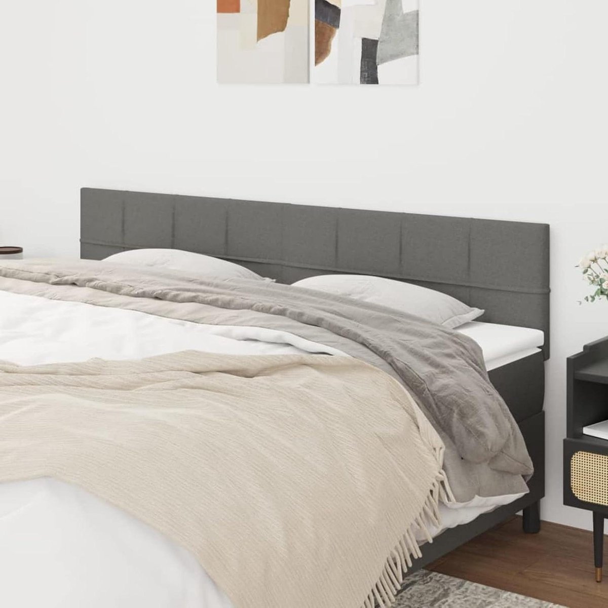 Hoofdeinde Bed - Bedkopseinde Gevoerd - Rug Ondersteuning - In Hoogte Verstelbaar - 160 cm - Donkergrijs