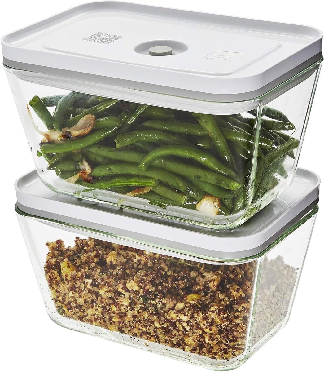 Vacuüm Sealer Glas - Voedsel Opslag Containers - Voedsel Langer Vers Houden - Dubbele Afdichting Deksel - 2-delig Groot - Glas