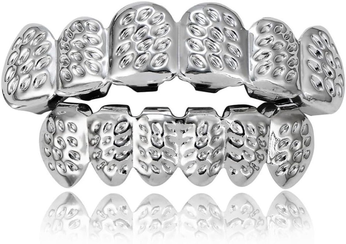 Hip Hop Grills voor Mannen en Vrouwen - Zilveren Tanden en Beugels voor Feesten, Halloween en Toneelrollen