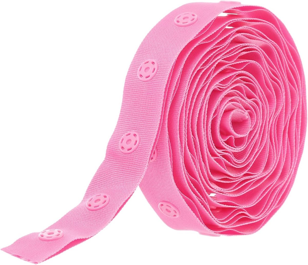 2 Yard Plastic Button Snap Tape - Polyester Riemen voor Kleding, DIY Projecten - Roze 18mm