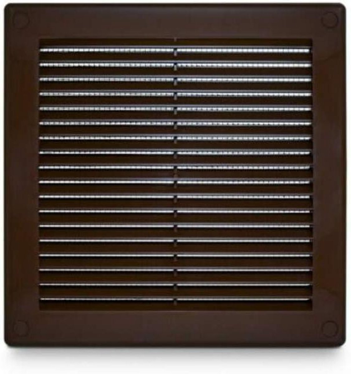 Ventilatie Rooster - Afdekking Louvre - Ventilatie Binnen - Met Vliegscherm - 200 mm x 200 mm - Bruin