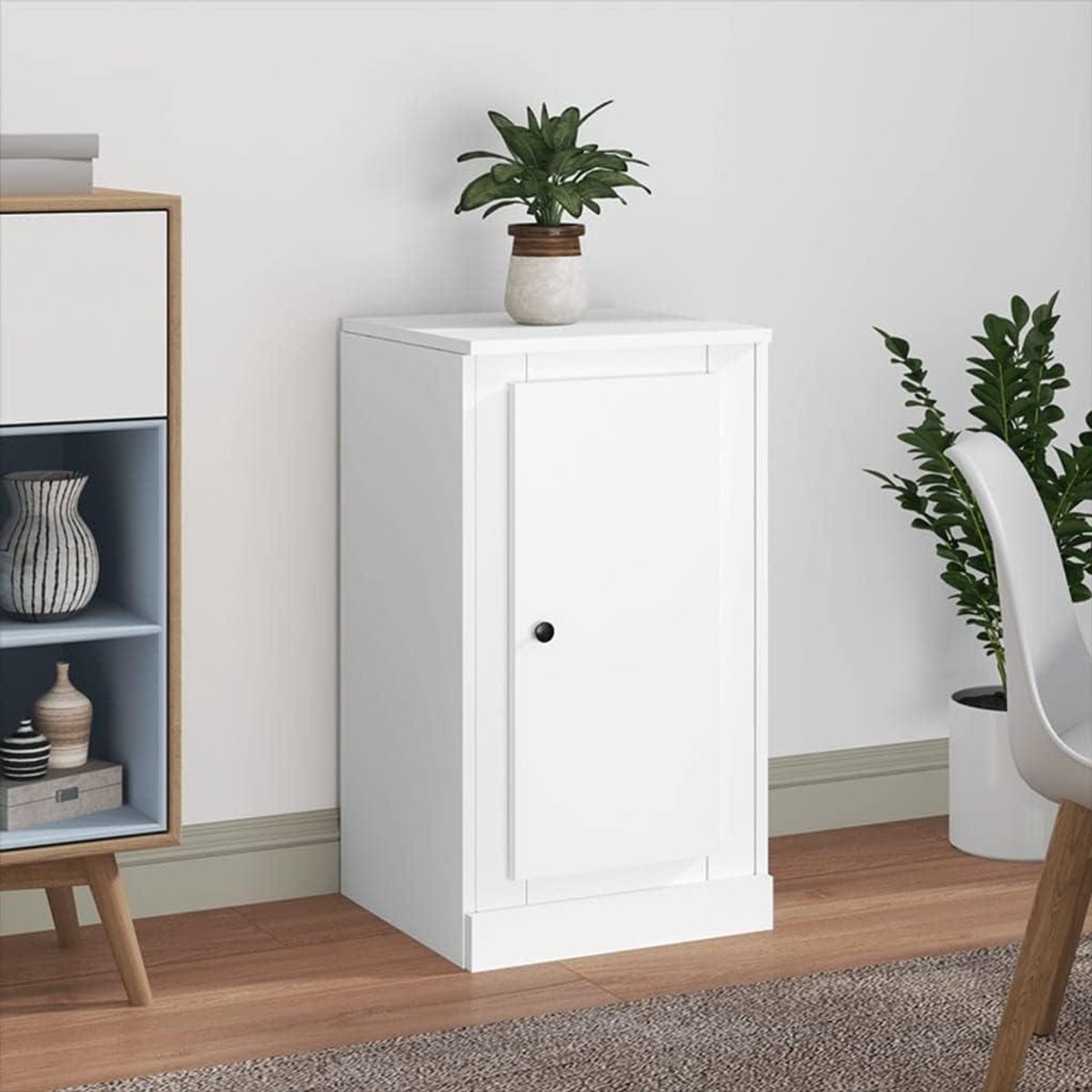 Dressoir Opbergmeubel - Commode Kast - Woonkamer Organisatie - Vochtbestendig Houtmateriaal - 37.5 x 35.5 x 67.5 cm - Wit