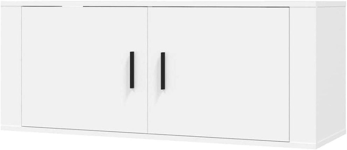Tv-kast - Wandmeubel - Woonkamer Inrichting - Ruime Opbergruimte - 100x345x40 cm - Wit