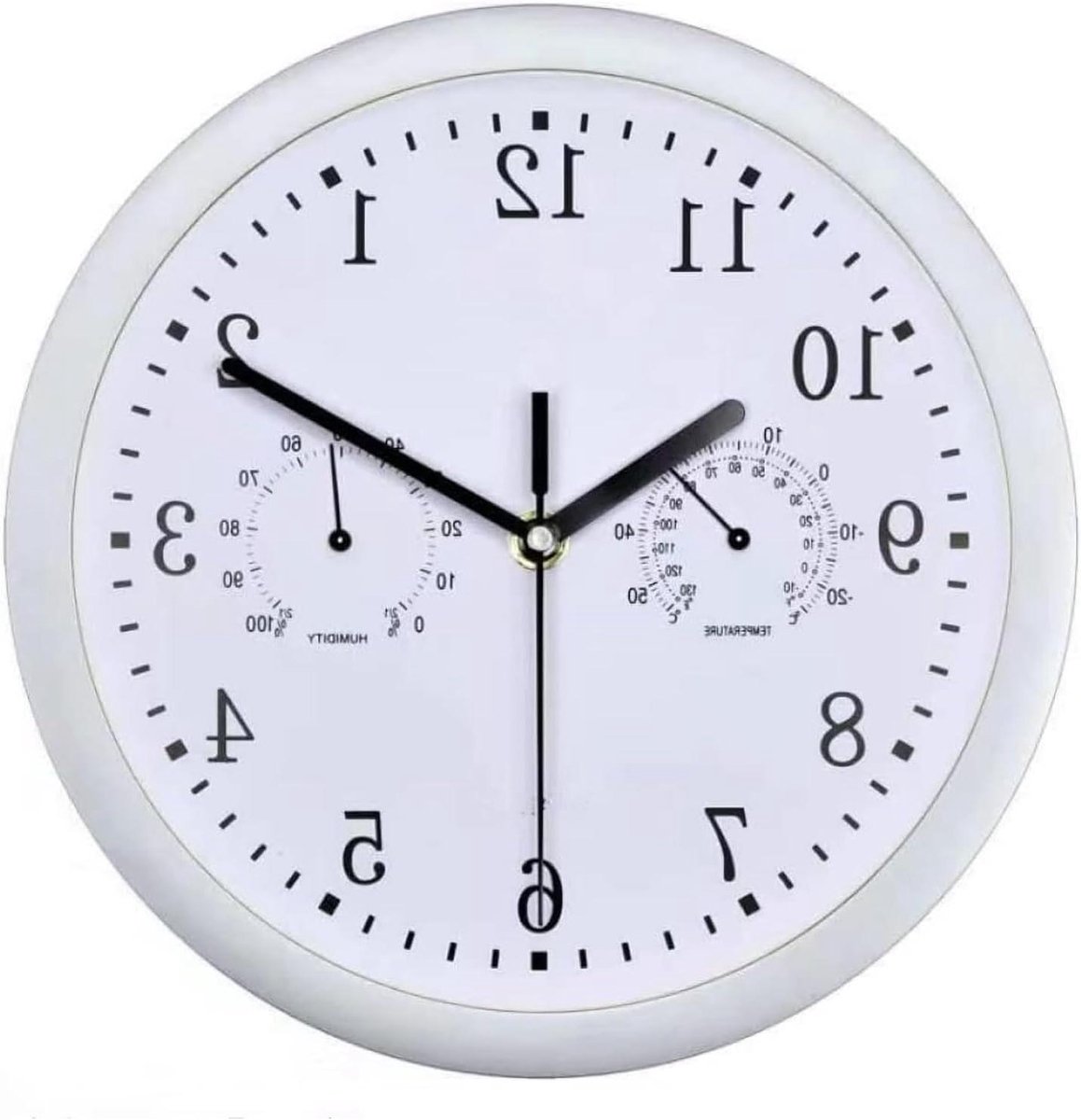 Buitenklok - Wandklok Hygrometer - Weer Monitoren - Waterdicht Weerbestendig - 30 cm Diameter - Zilver