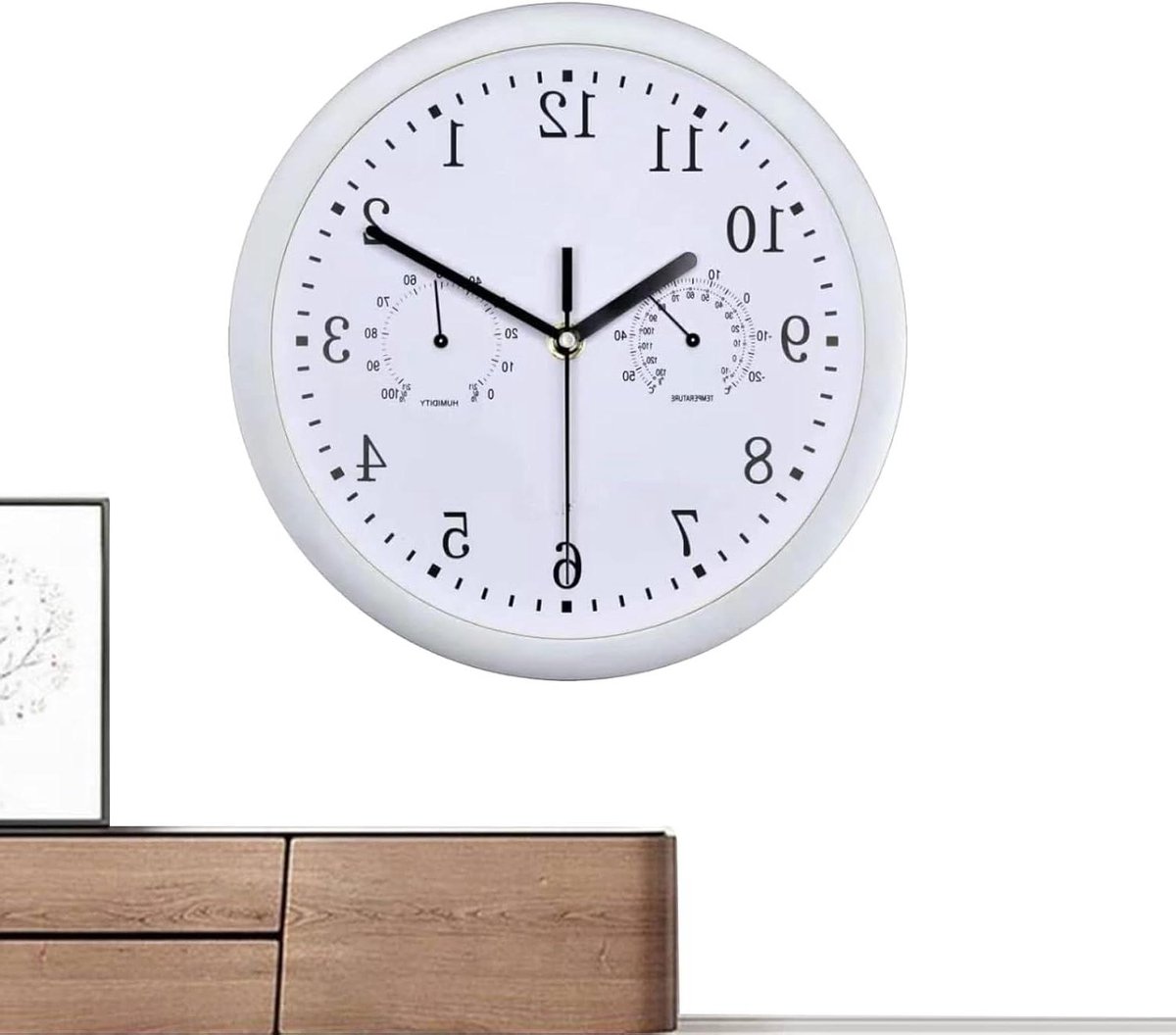Waterdichte Buitenklok - Tuinklok met Weer - Buiten Lezen - Hygrometer Temperatuur - 25 cm Diameter - Zilver