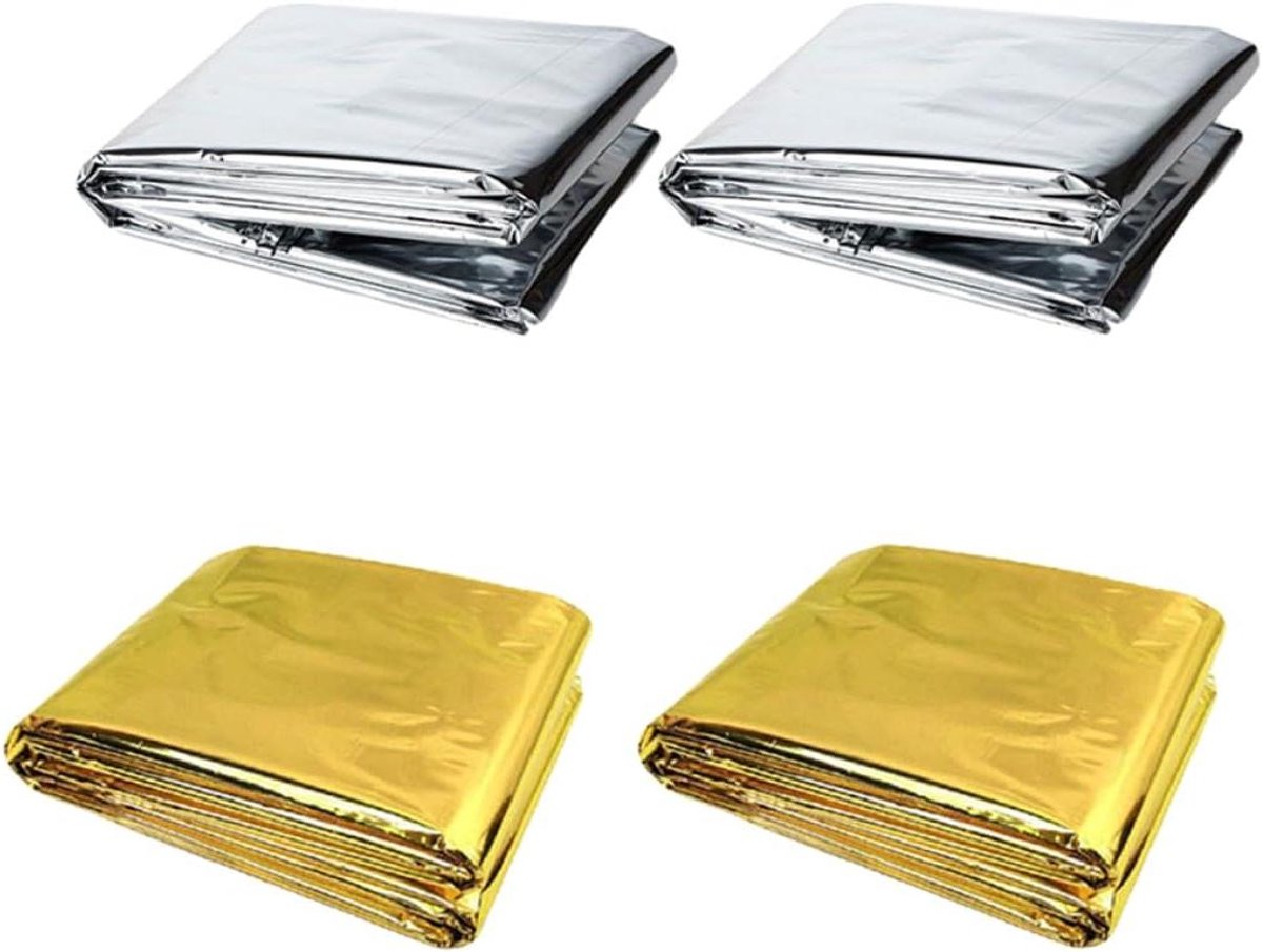 Isolatiedekens Overlevingsdeken - Nooddeken Ehbo - Buiten Overleven - Brandwerende Coating - 4 Stuks 210x140cm - Zilver