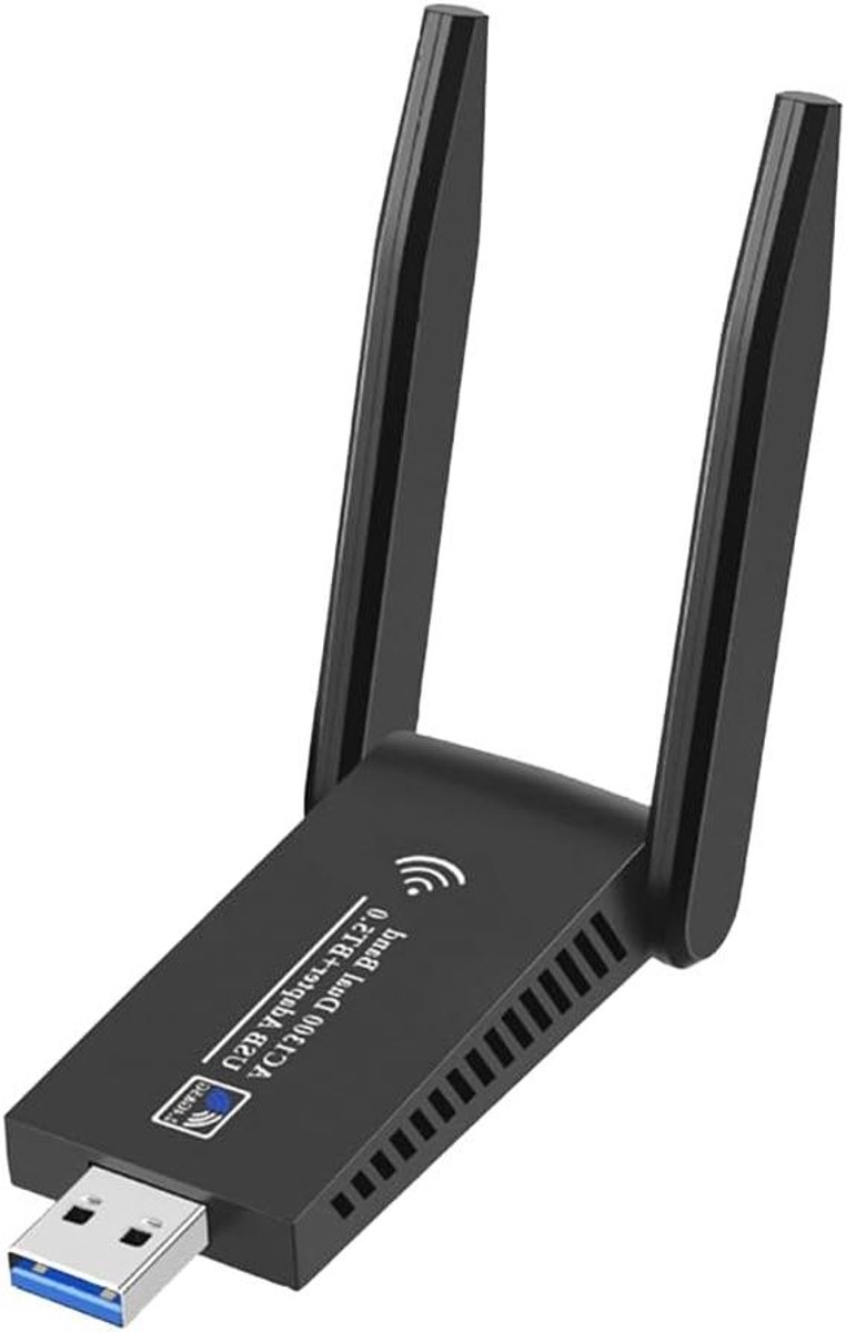 Draadloze Netwerkadapter - WiFi Dongle - Snelle Internetverbinding - Dual Band 1300Mbps - USB 3.0 - Zwart