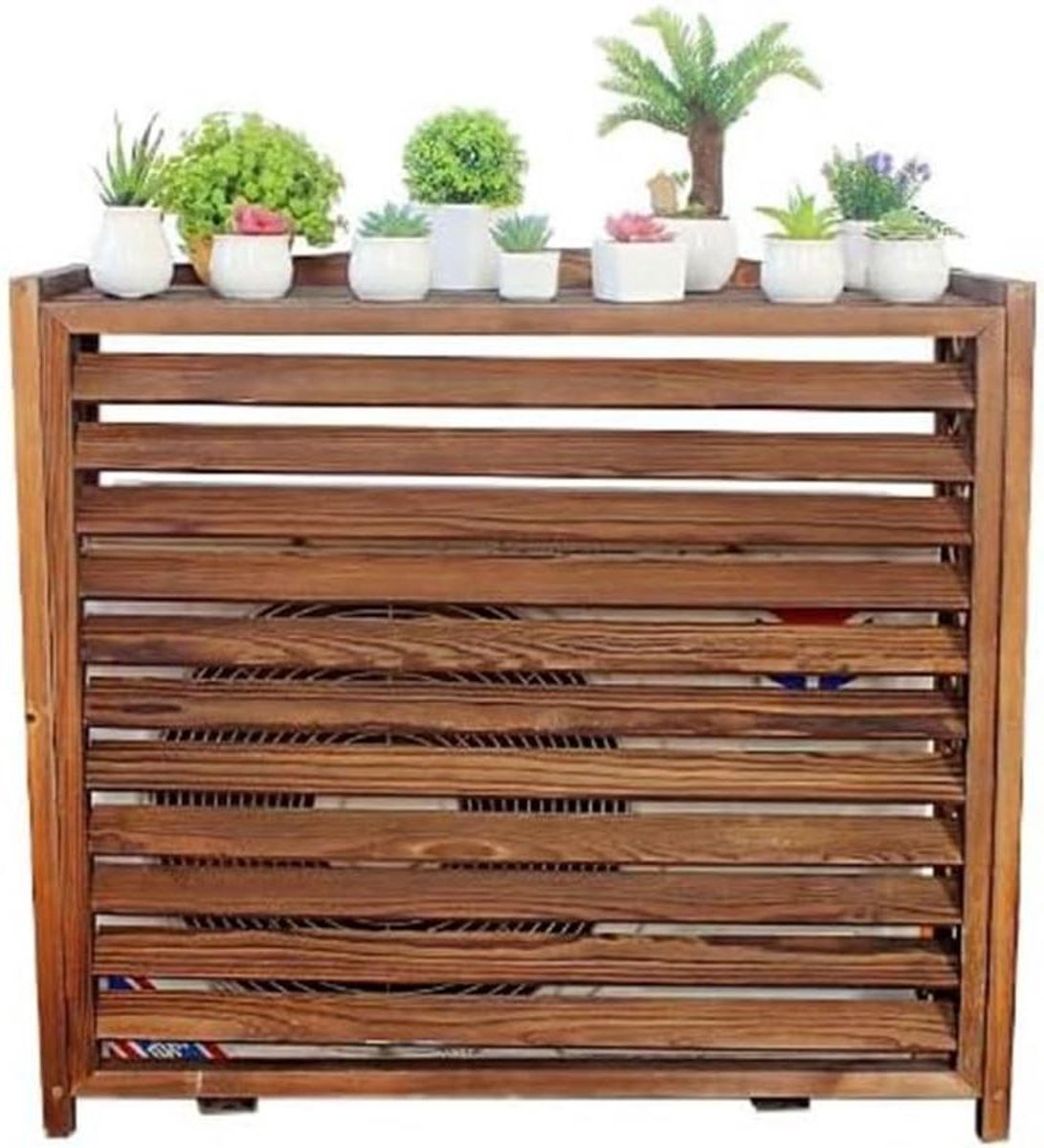 Privacyscherm Airco - Prullenbak Verberger - Tuin Decoratie - Duurzaam Hout - 85x35x75 cm - Houtkleur