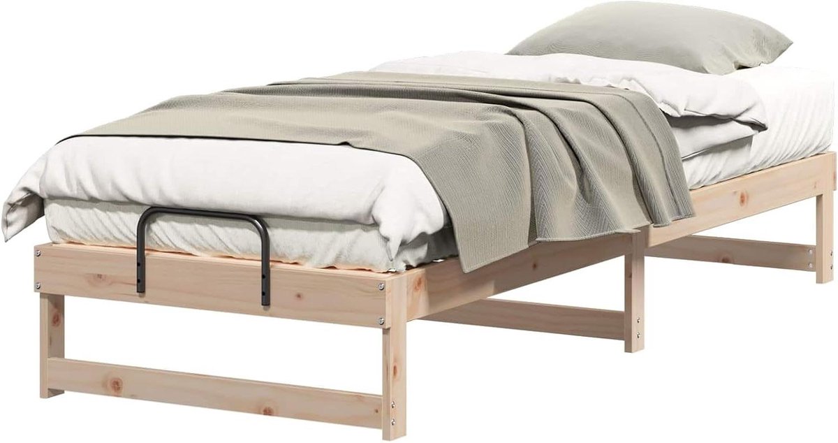 Bedframe Massief Hout - Houten Bedombouw - Slaapkamer Inrichten - Strak Modern Design - 90 x 210 cm - Naturel