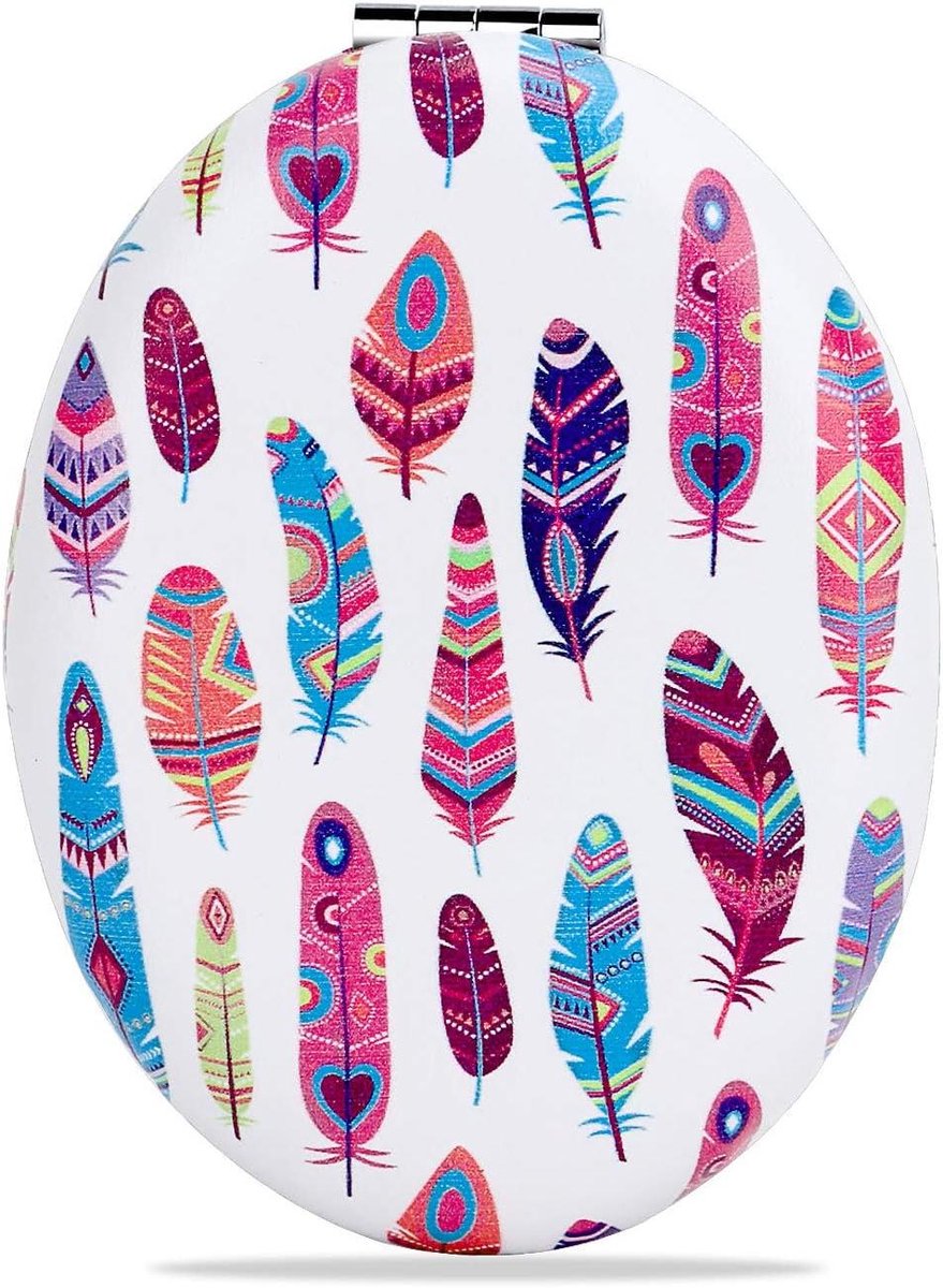 Make-upspiegel Rond - Compacte spiegel - Snelle Make-up Controle - Dubbelzijdig 2x Vergroting - 8.9 x 6.4 cm - Zwart