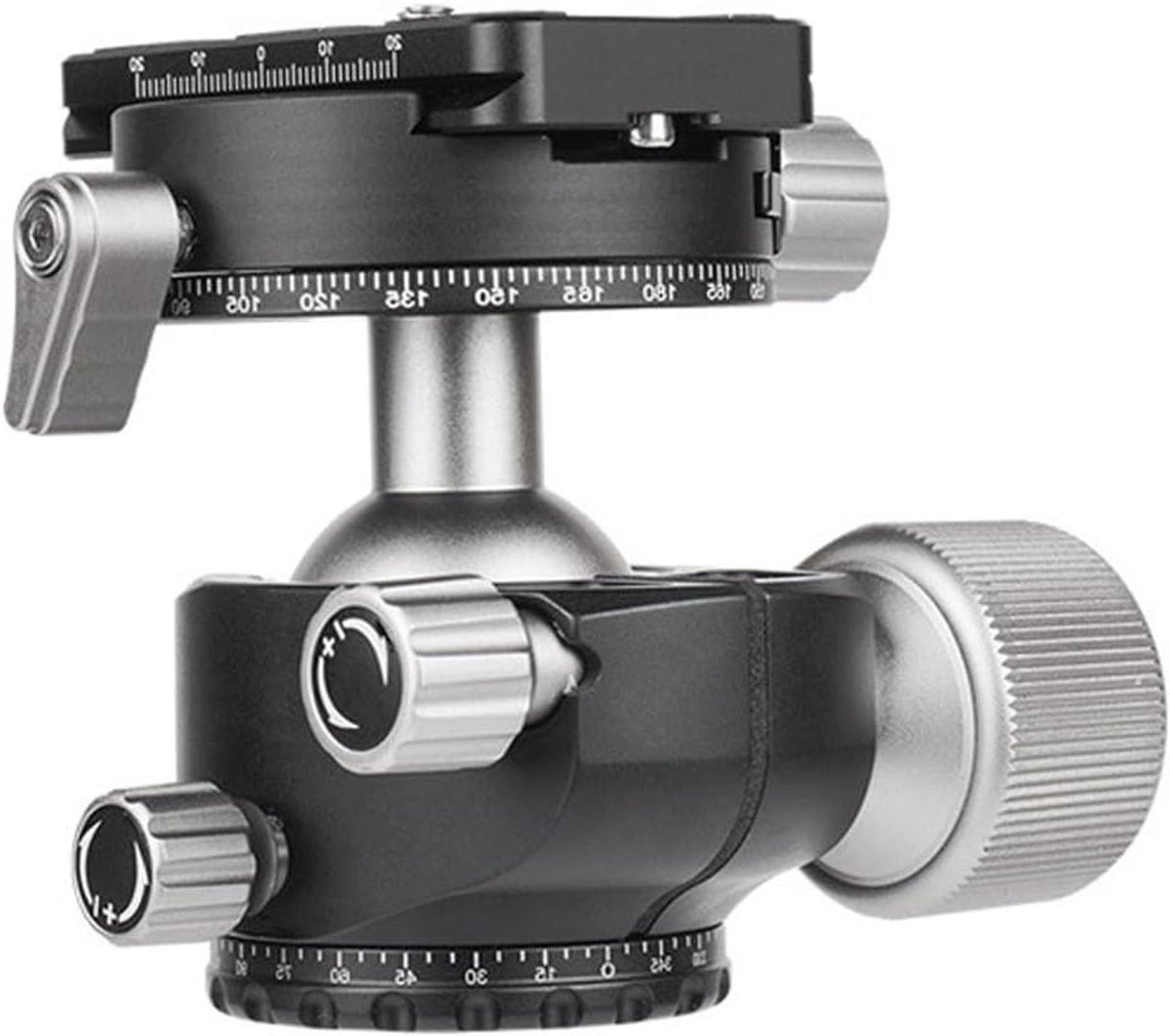 Statiefbevestiging Kogelkop - Camera Balhoofd - Stabiliteit Fotografie - Dubbele Panoramische Systemen - 70mm Snelplaat - Zwart