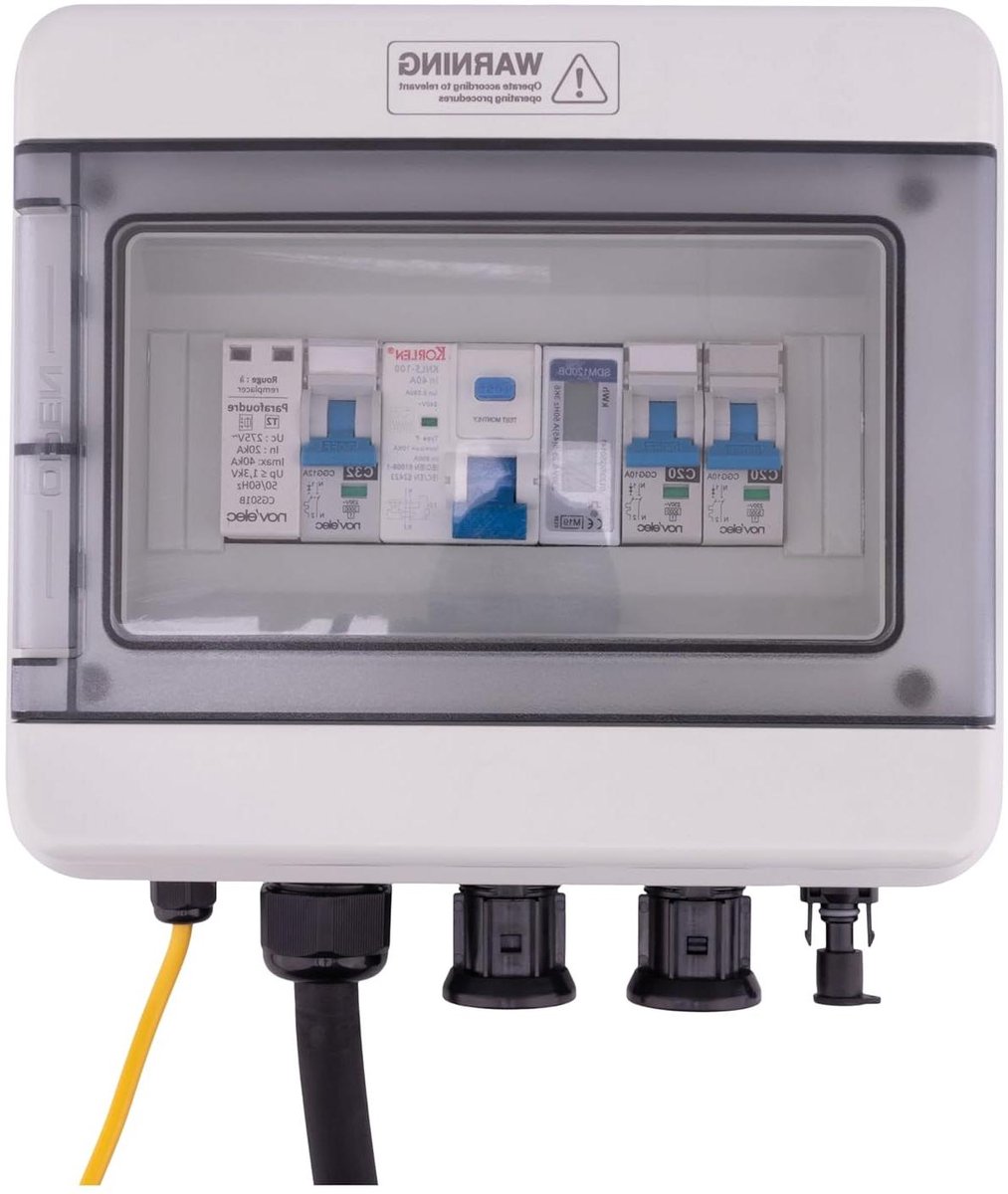 Beschermkoffer Fotovoltaïsch - Zonnepanelen Kast - Installatie Beveiligen - Overspanningsbeveiliging Type II - 6 Kilowatt - Grijs