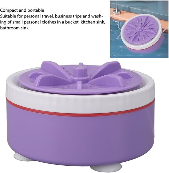 Mini Wasmachine - Draagbare Reiniger - Kleding Wassen - USB Aangedreven - 15 x 11 x 7 cm - Paars van MINI — afbeelding 4