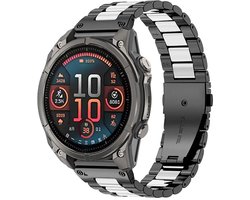 Strap-it Premium Stalen band geschikt voor Garmin Fenix 9 (Pro) 47mm - Fenix 8 (Pro-E-47mm) - Fenix 7 (Solar-Pro) - 6 (Solar-Pro) - Fenix 5 (Plus) / Forerunner 970 - 965 - 955 - 945 - 935 - 745 / Quatix 8 - 7 - 6 - 5 - Zwart/Zilver