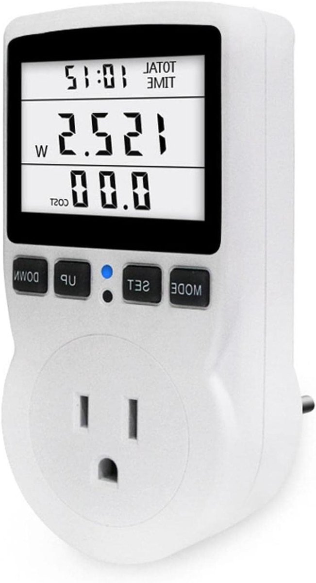 Stroomverbruikmonitor - Energiemeter - Energie Besparen - Groot display - 16A - Wit