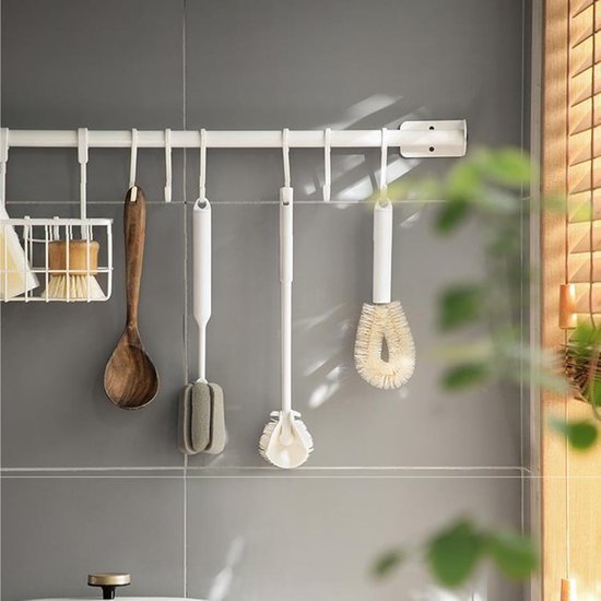 Fles Schrobborstel - Flesreiniger Lange Handgreep - Diepe Fles Reiniging - Buigbare Borstelkop - 35 cm Lengte - Wit — afbeelding 5