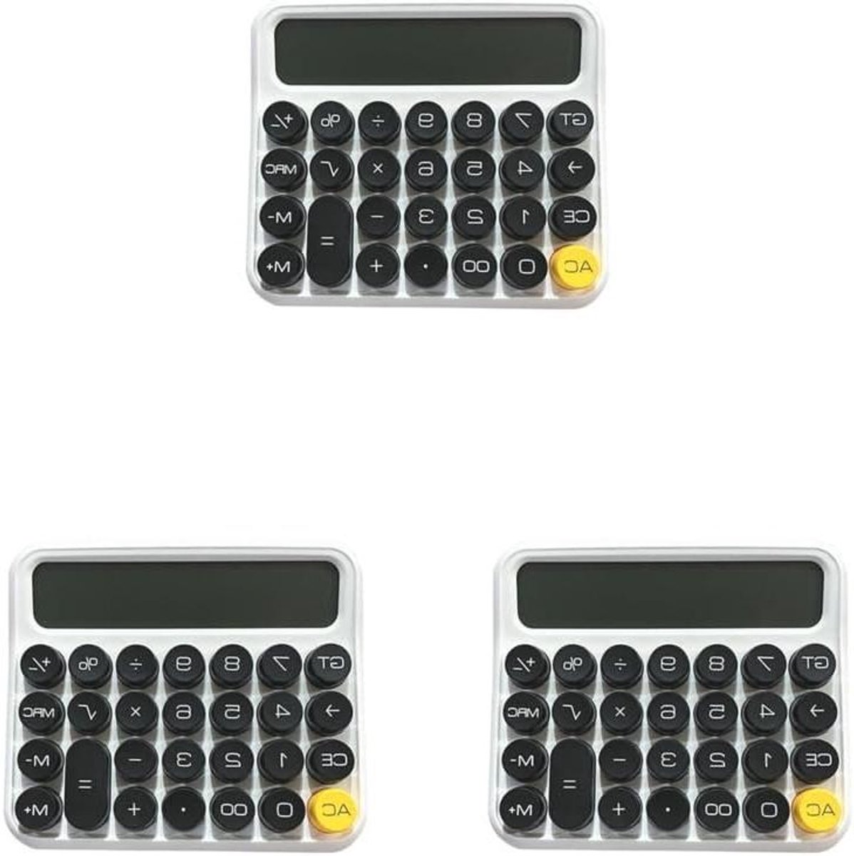Bureau Rekenmachine - Desktop Calculator - Dagelijks Gebruik - Afneembare Toetsen - 3 Stuks - Wit