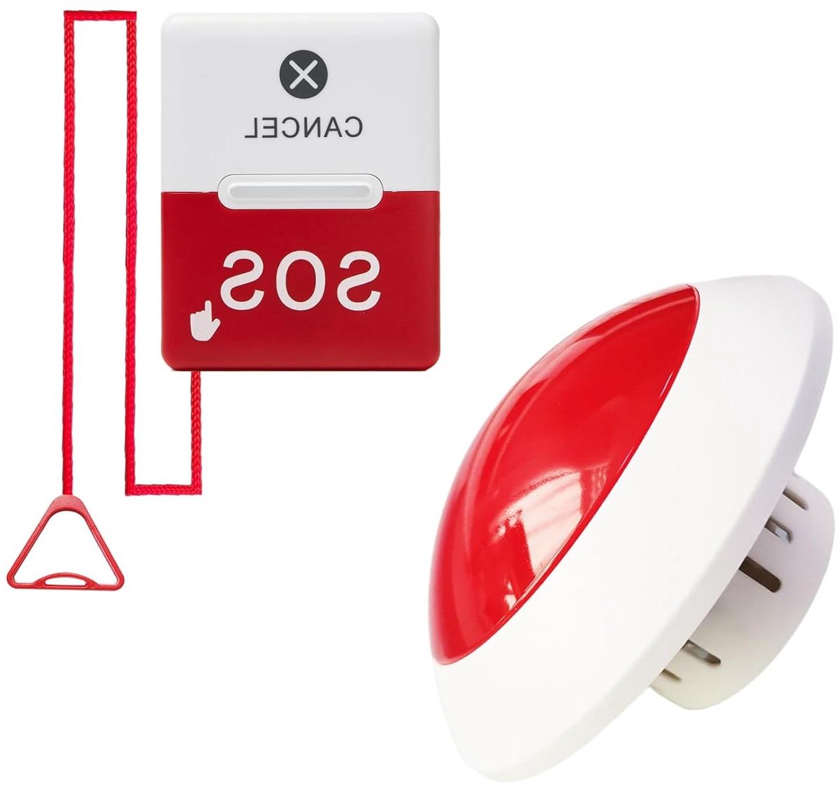 Noodalarm Kit - Hulp Oproep - Veiligheid Thuis - Akoestisch Visueel - 1 Knop Ontvanger - Wit