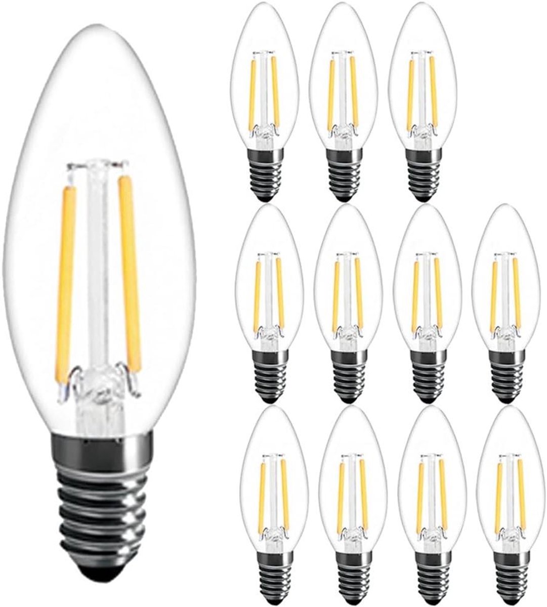 Ledlamp E14 - Draadlamp Filament - Huisverlichting - Energiebesparend 2W - 12 stuks - Warm wit