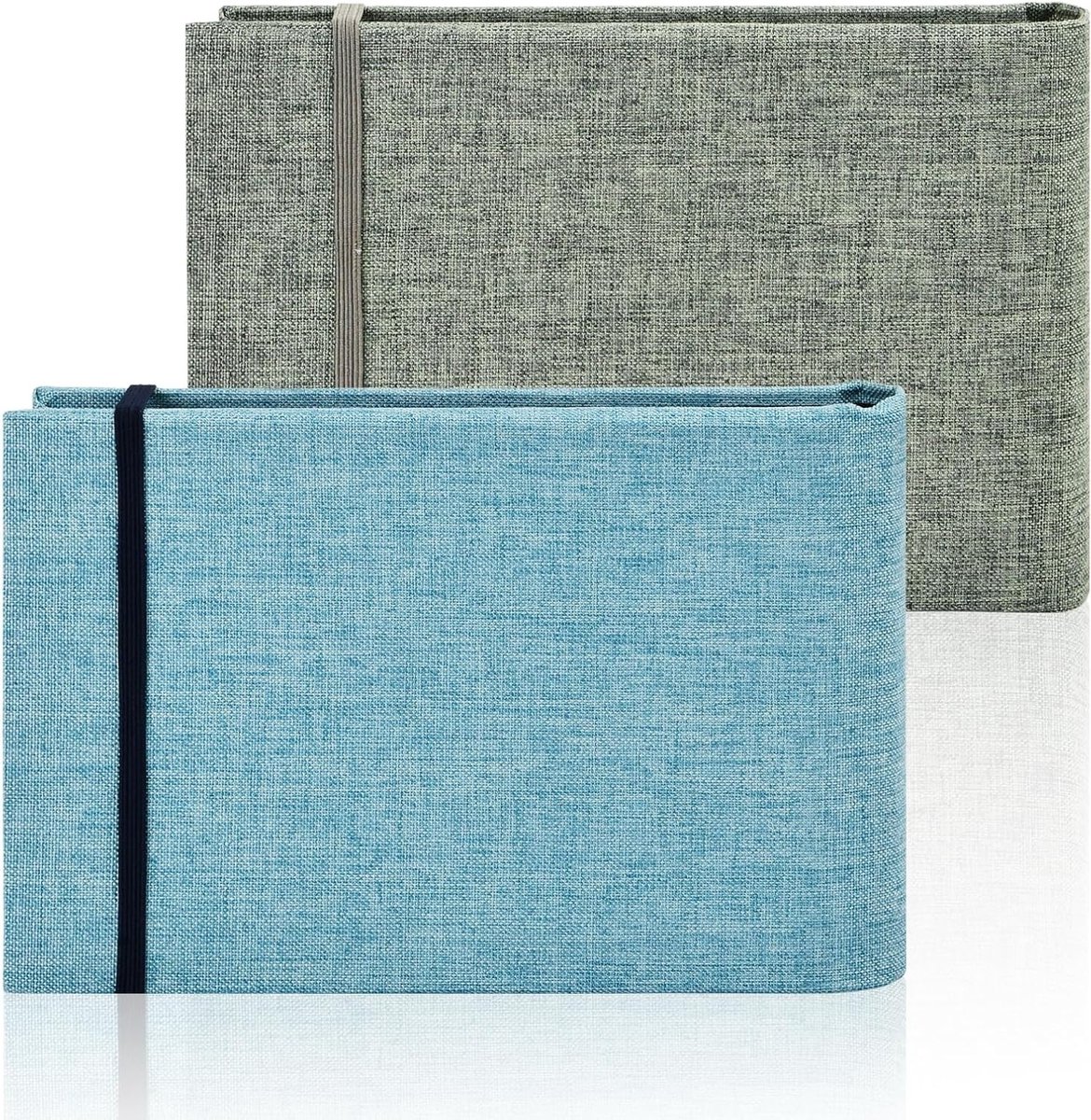 Mini Fotoalbum 10 x 15 cm - 2 Stuks Linnen Kaft - Compact Verzamelalbum voor Foto's, Kaarten en Herinneringen aan Feesten en Vakanties