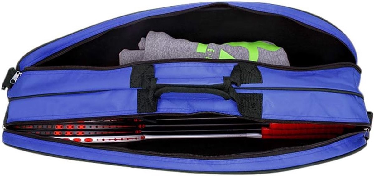 Extra grote waterdichte badminton tas, multifunctionele squash tas met compartiment voor schoenen, geschikt voor 6 rackets, sportkleding en handdoeken