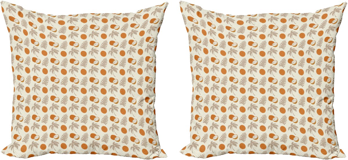 ABAKUHAUS Kaneelkleurige decoratieve kussenhoes, 2 stuks, moderne accenten, dubbelzijdige digitale print, 40x40 cm, Kokosnoot donker eierschaalkleur Kokos Donkere Eierschaal