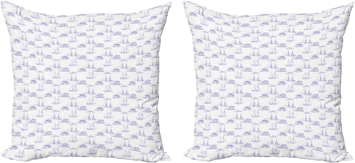 ABAKUHAUS Marine decoratieve kussenhoes, 2 stuks, moderne accenten, dubbelzijdige digitale print, 60x60 cm, indigo en wit