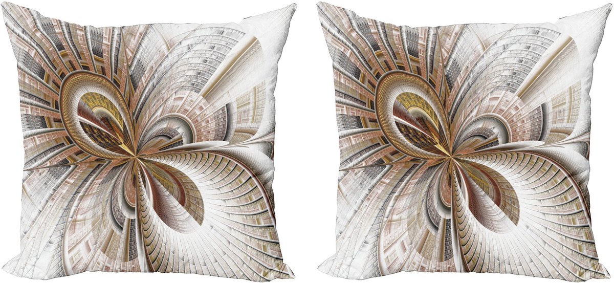 ABAKUHAUS Steampunk decoratieve kussenhoezen, 2-pack, abstracte fractale kunst, modern accent, dubbelzijdige digitale print, 40x40 cm, meerkleurig