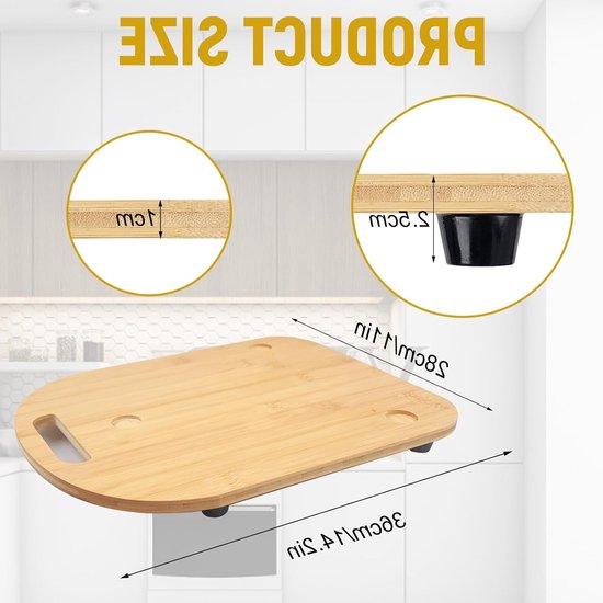 Houten Glijplank 28 x 36 x 1 cm voor Keukenmachines, Geluidsreductie en Snelle Beweging, Ideaal voor Koken en Bakken van Merkloos — afbeelding 5