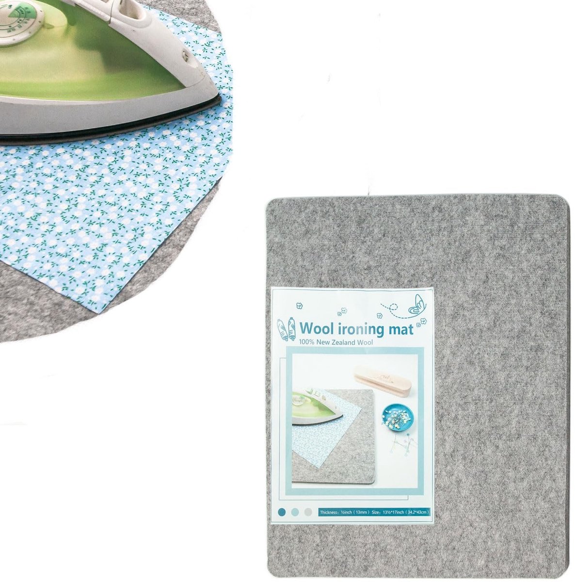 aladdien - Wolpersmat - Wolvilten Pads - Draagbaar strijkplank - 34,3 x 43,2 cm - Houdt warmte vast - Voor naaiprojecten - Geschikt voor hobbyisten