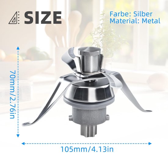 Dailygoods - Mixing Knife - Vervangingsmes - Duurzaam en eenvoudig te reinigen - TM21 - Geschikt voor Thermomix - Kleur: zilver van Dailygoods — afbeelding 5