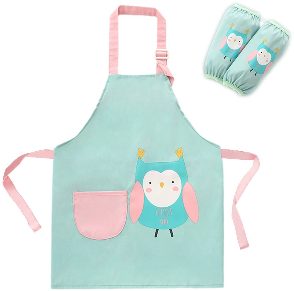 aladdien - Kinder schort - Kookschort met mouwen - Verstelbare schouderbanden - Uil - Voor jongens en meisjes - Perfect voor koken en schilderen
