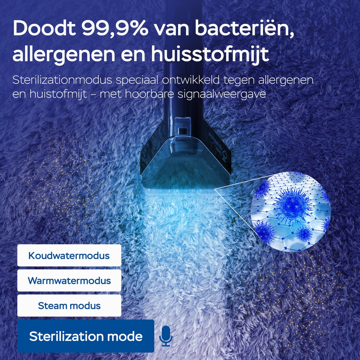 Qclean® Tapijtreiniger PRO - 4-in-1 Vlekkenreiniger Met Stoomfunctie - Zelfreinigend - Tapijtreiniger Stofzuiger- Zetelreiniger Stoomreiniger- Bank reiniger- Reinigingsmachine- Matrasreiniger - Waterstofzuiger - Incl. Schoonmaakmiddel — afbeelding 2