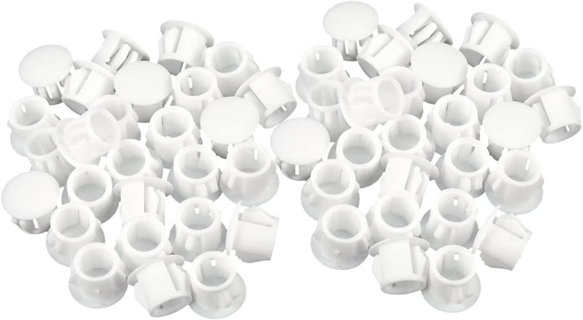Plastic Gat Pluggen - Afdekkapjes Paneel - Gaten Afwerken - Flexibele Gesp - 8mm Diameter 50 Stuks - Wit