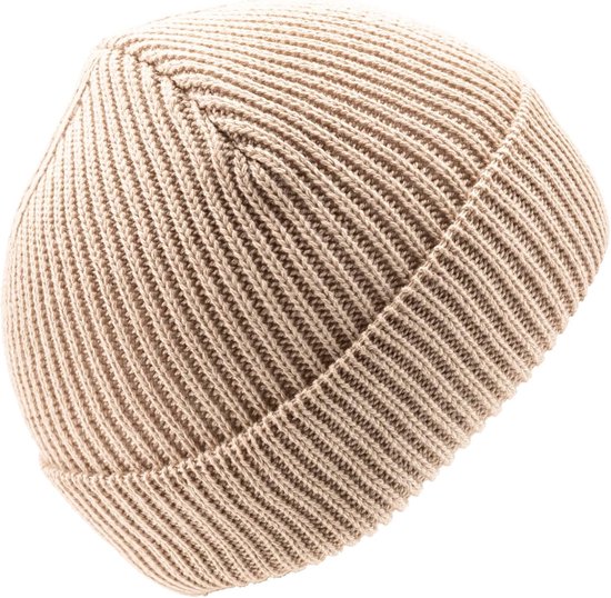 Gebreide muts - Baby muts - Warmte en comfort - Zachte katoenmix - 15 x 14.5 cm - Zandkleur — afbeelding 3