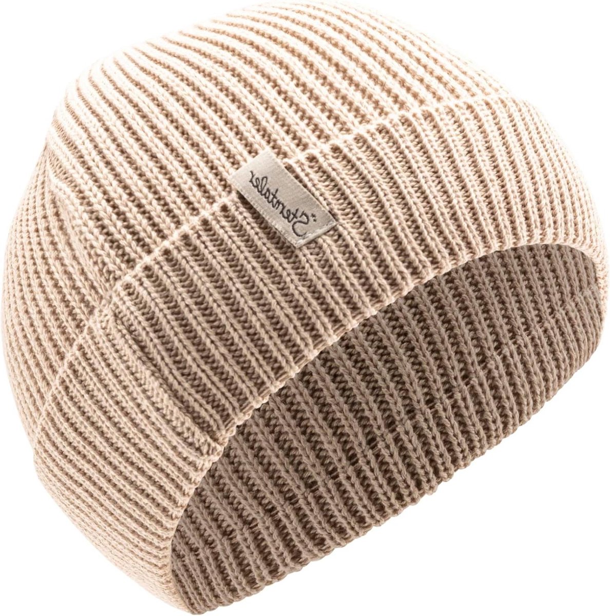 Gebreide muts - Baby muts - Warmte en comfort - Zachte katoenmix - 15 x 14.5 cm - Zandkleur