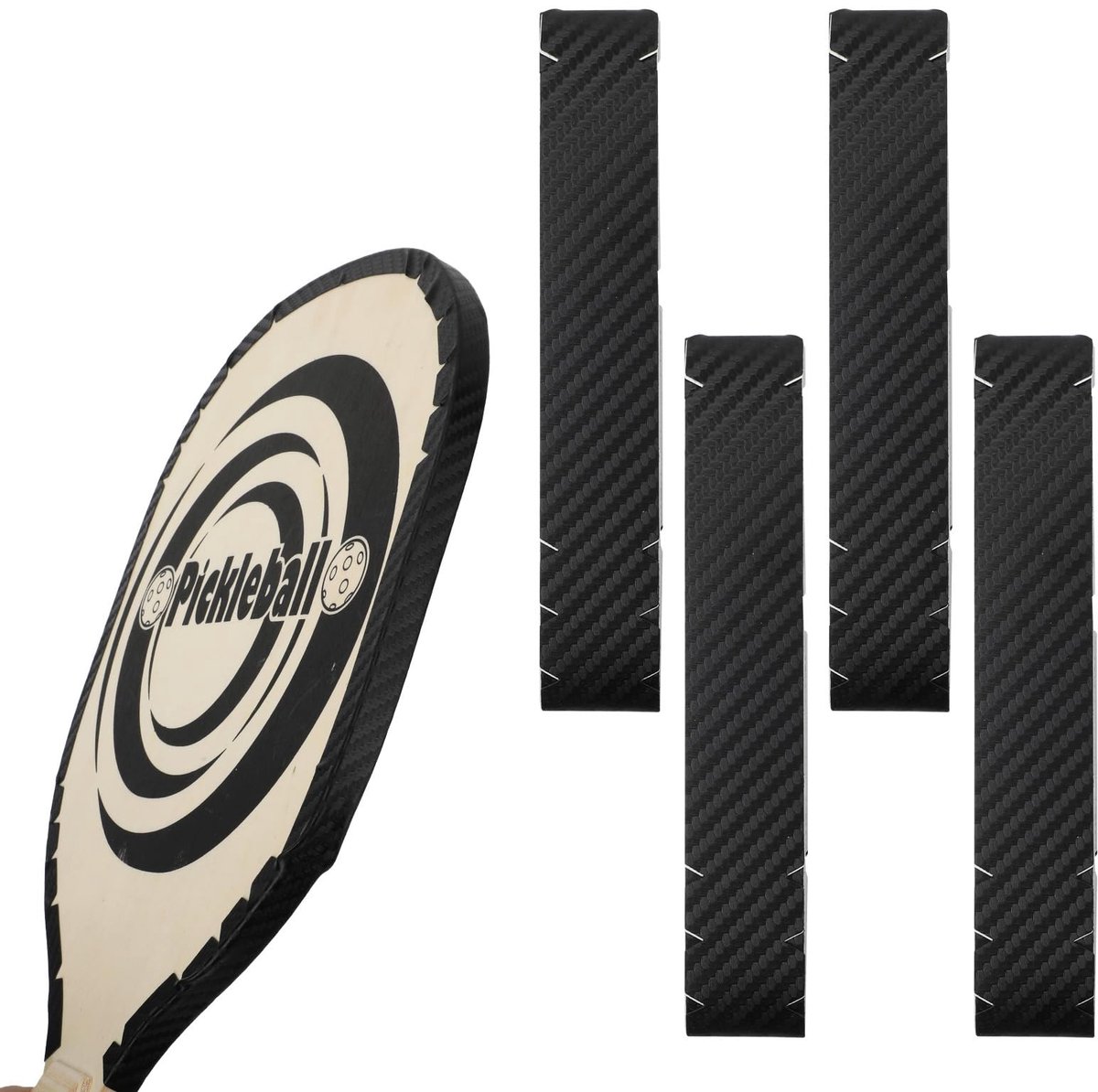 Allecto - Pickleball Edge Tape - Paddle Edge Bescherming - Zwart - Pickleball Randtape - 4 Stuks - Geschikt voor Pickleball Spelers - 76x2,6 cm