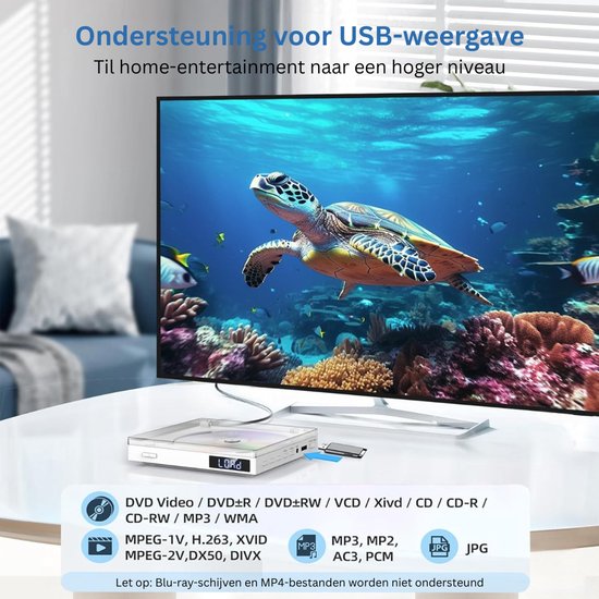 TopChoice® Dvd Speler met hdmi - Cd Speler - 1080P - Wit van TOPCHOICE — afbeelding 4