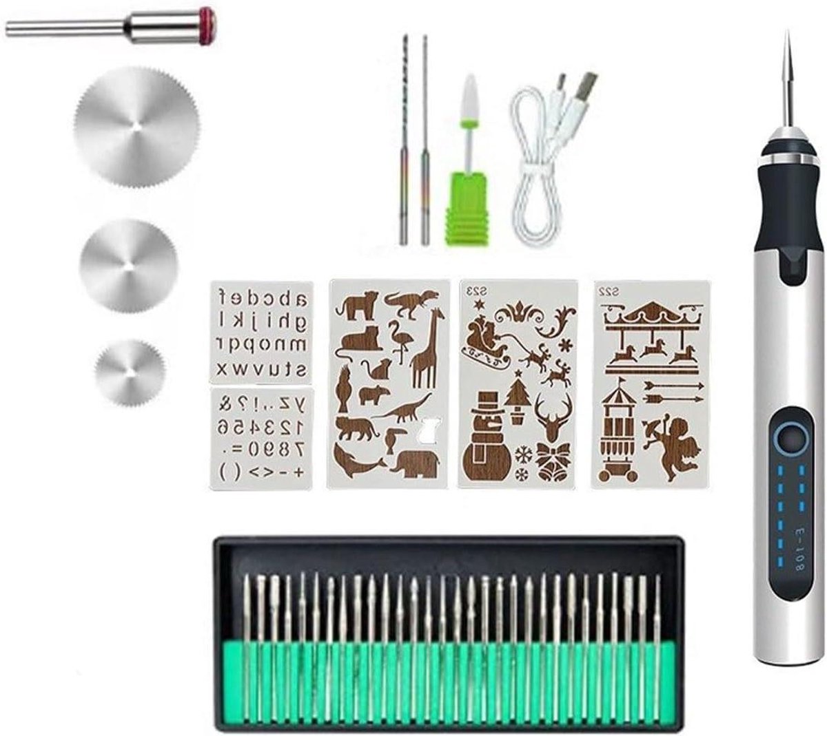 Graveerpen - Etspen draadloos - Ambachten maken - USB oplaadbaar - 37 bits - Zilver