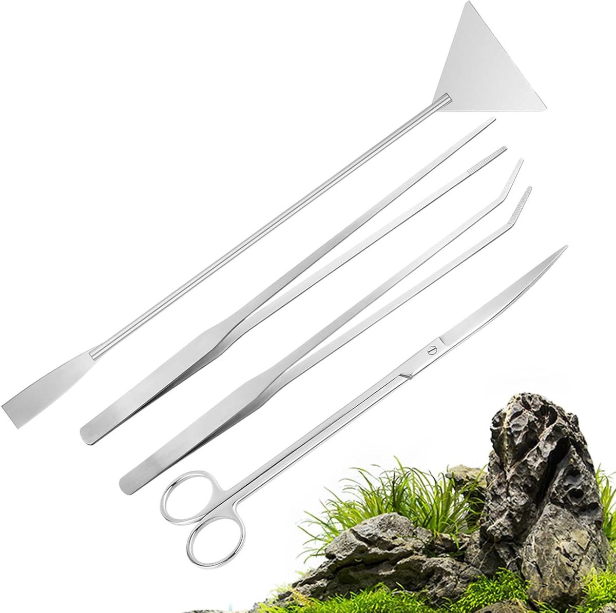 Terrarium Gereedschap Set - Plantenonderhoud Tools - Aquarium Onderhoud - Roestbestendig Alloy Steel - 4 Delig - Zilverkleurig