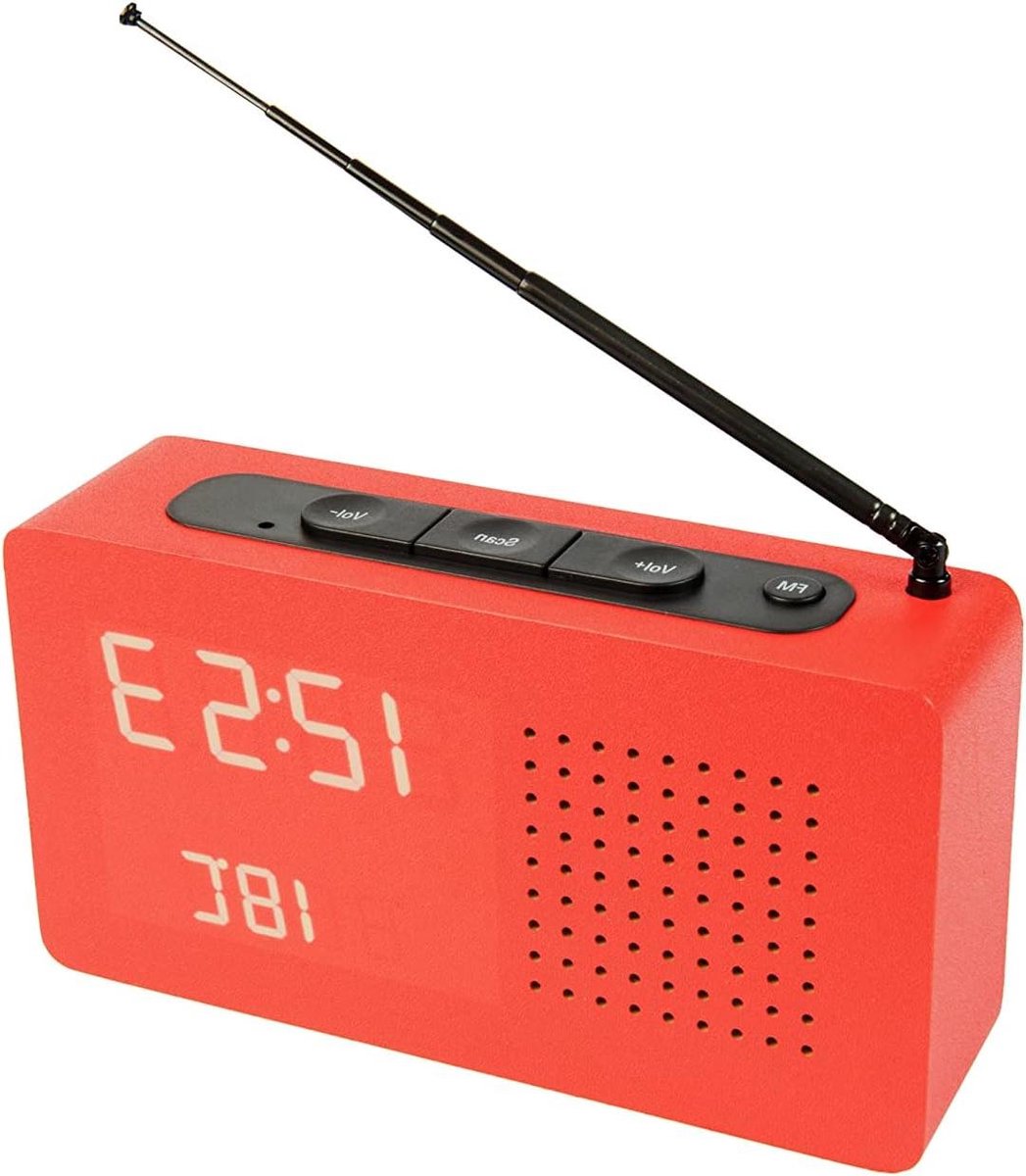 Digitale Wekker - Houten Radio - Wakker Worden - Met Temperatuur - 177 cm - Rood