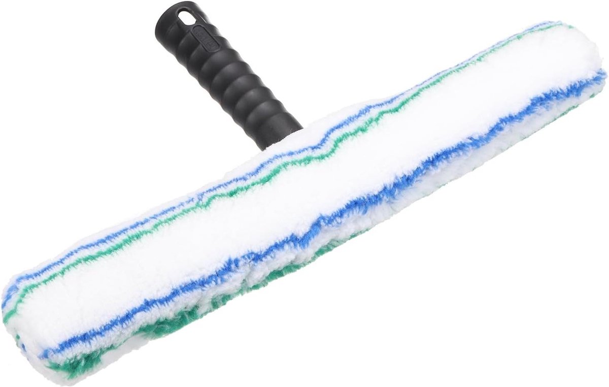 Microvezel Schrobber - Reinigingsgereedschap Glas - Streeploos Reinigen - Zachte Microvezelkop - 37 cm - Blauw/Groen/Zwart