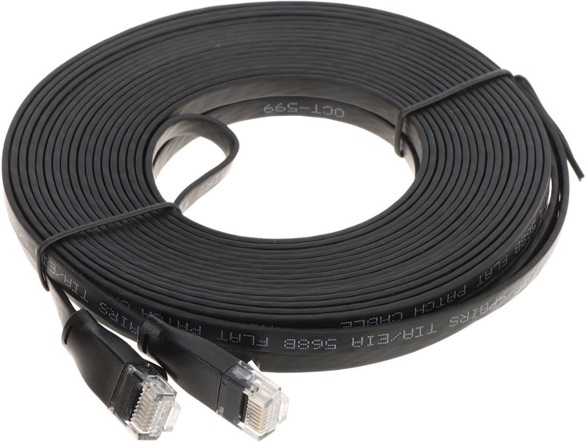 WL4 CAT6UTPFLB10 zeer platte UTP netwerkkabel Cat6 Gigabit patchkabel 100% koper kern 10 meter zwart