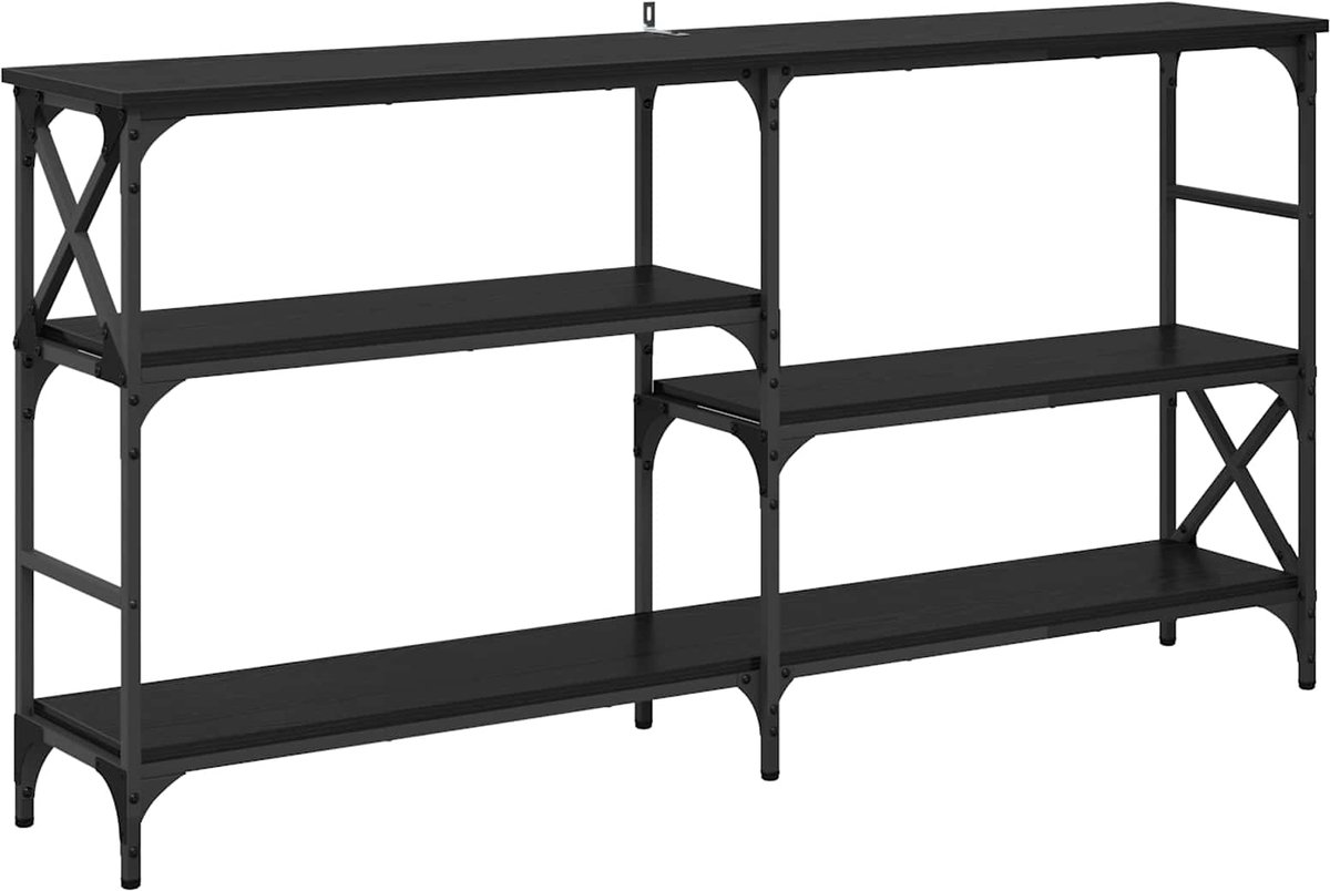 vidaXL Wandtafel - Zwart - Eiken - 150 - x - 29 - x - 76,5 - cm - Bewerkt - hout