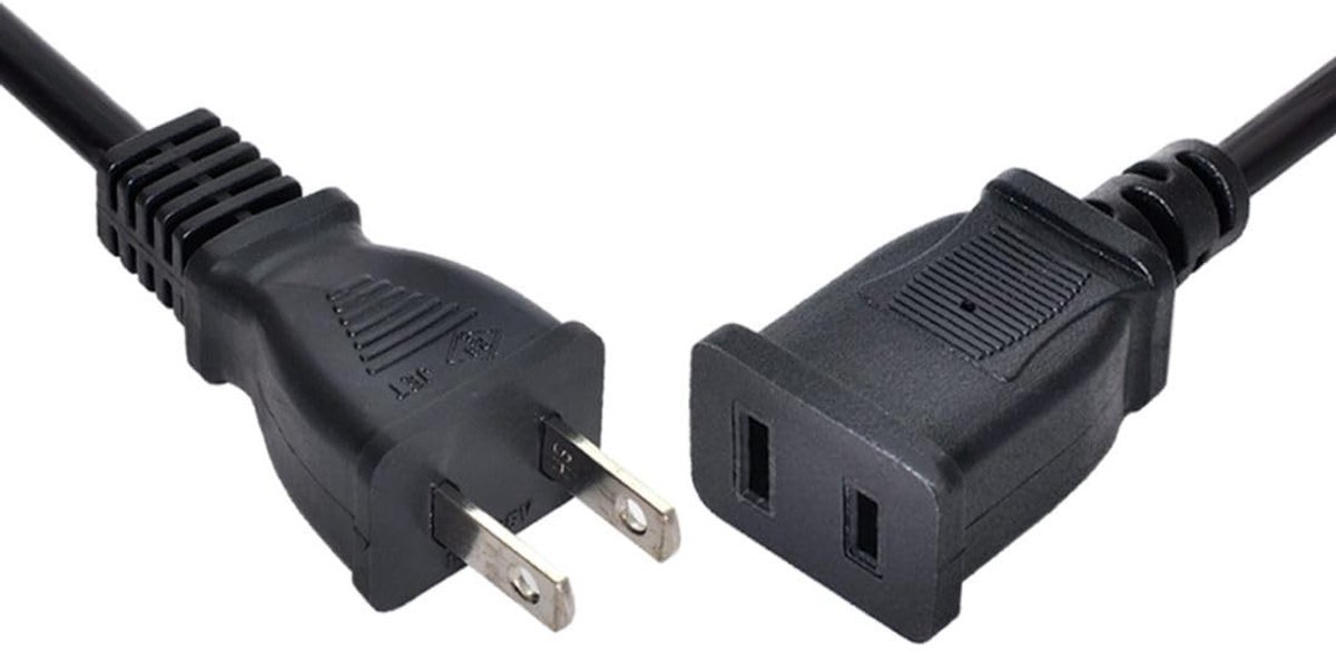 ONF3 - Verlengkabel - 2-polige kabel - 50 cm - NEMA 1-15P naar NEMA 1-15R - 2 uitgangen - ideaal voor thuisgebruik - zwart