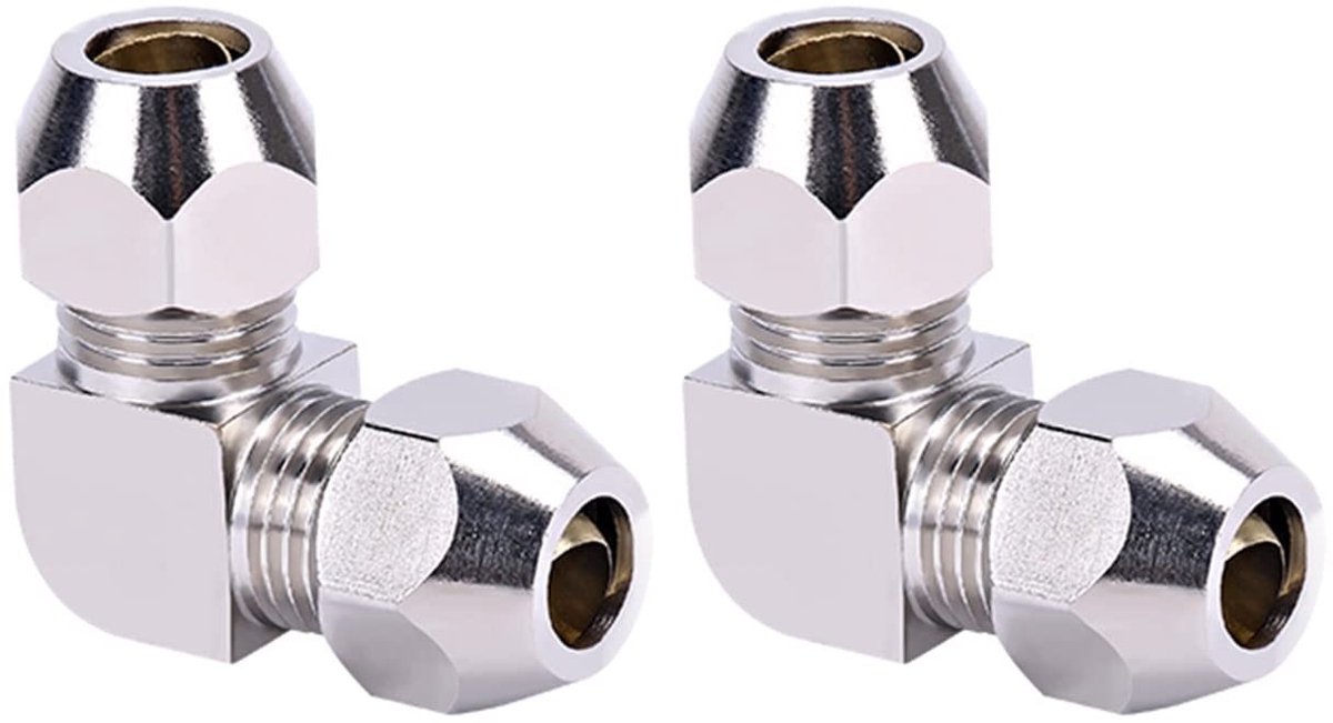 Allecto - 8 mm Klemschroefverbinding - Pneumatische Verbinding - Corrosiebestendig - Zilverkleur - Vernikkeld Koper - Geschikt voor Airconditioning..