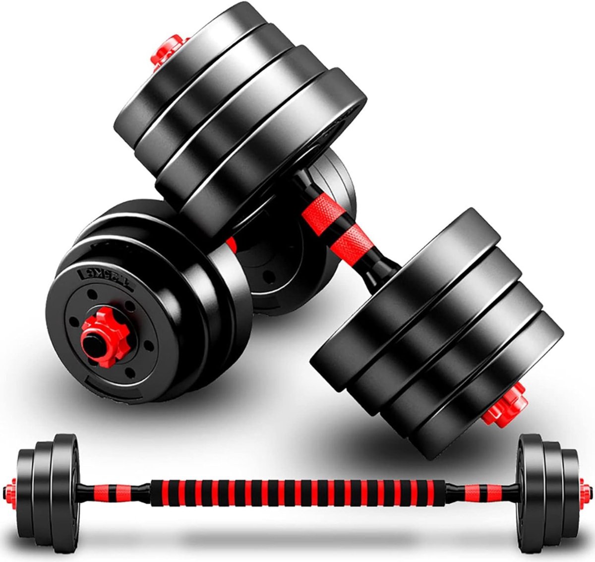 YOR® Verstelbare Dumbells - Verstelbare Dumbbells - Dumbell Set - Verstelbare Dumbell - Rood/Zwart - 13cm x 6cm x 6cm