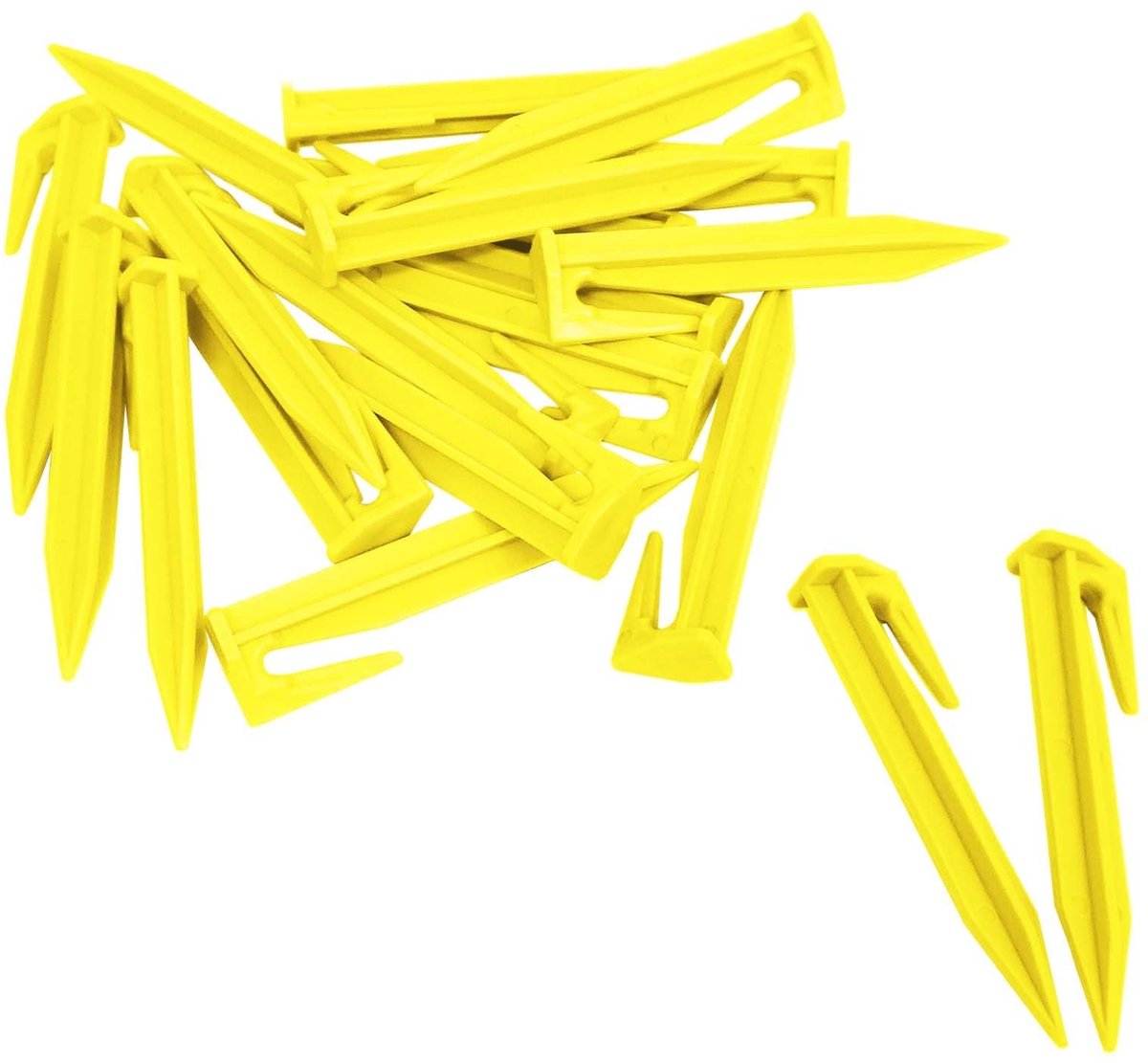 aladdien - Plastic Grondpennen - 200 Stuks - Voor Tuin en Robotmaaiers - Geel - Sterke Grondpennen - Weerbestendig - Tuinaccessoires